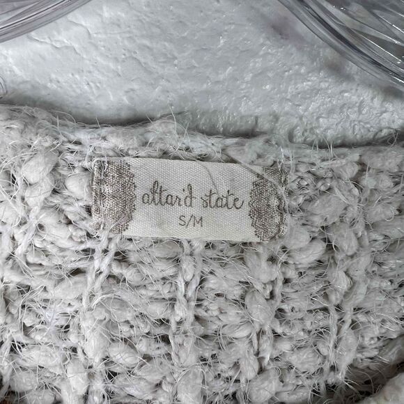 Altar'd State Tan Striped Chunky Knit Crew Neck Long Sleeve Sweater Small Medium - Picture 2 of 7